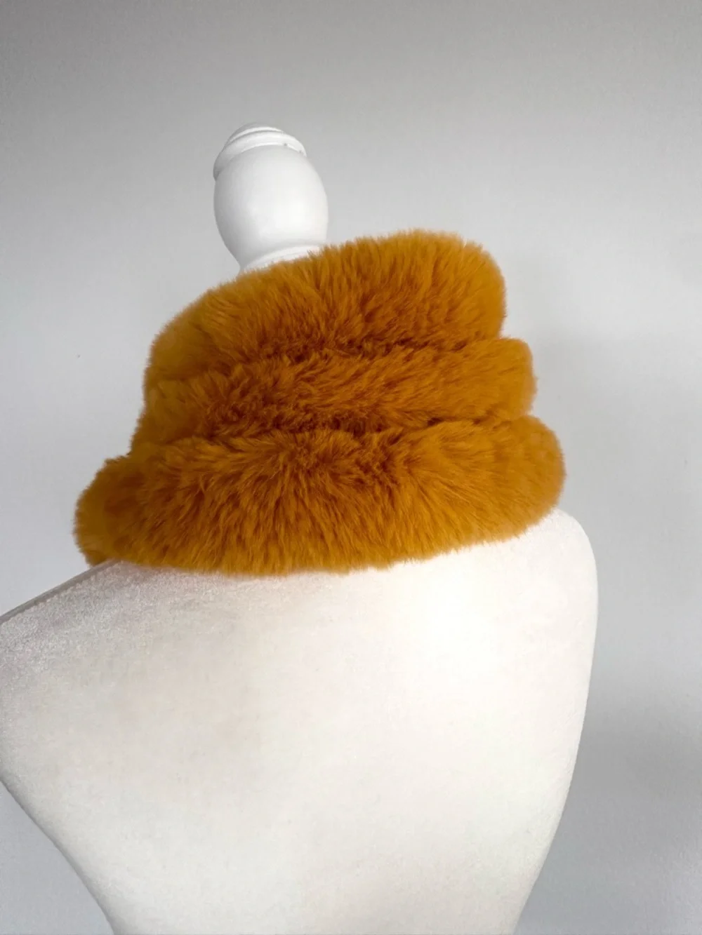 Alex Max Faux Fur  Marigold Neck Warner Scarf With Pompom Closure NWT